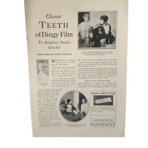 Vintage 1927 Pepsodent Brighten Smiles Dingy Film Ad Advertisement